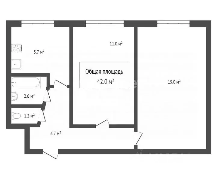 2-к кв. Томская область, Северск Коммунистический просп., 71 (41.4 м) - Фото 2