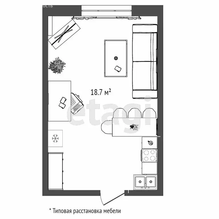 Квартира-студия: Тюмень, улица Энергетиков, 44А (13.1 м) - Фото 0