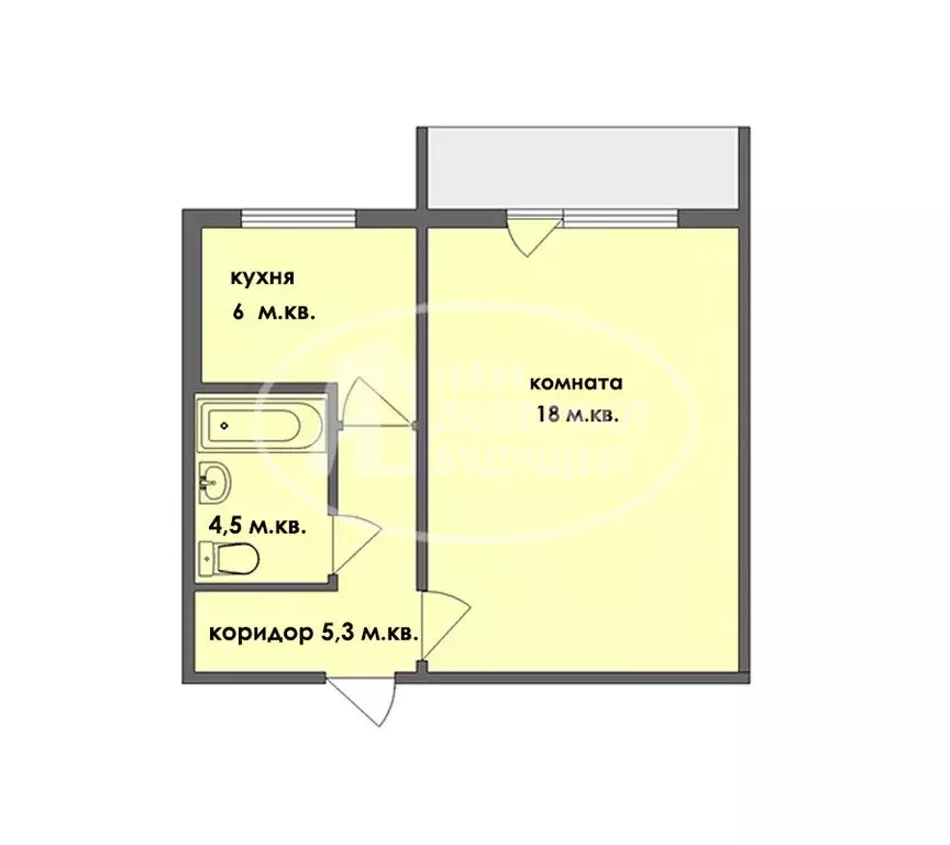 1-комнатная квартира: Чусовой, улица Космонавтов, 12 (30.9 м) - Фото 1