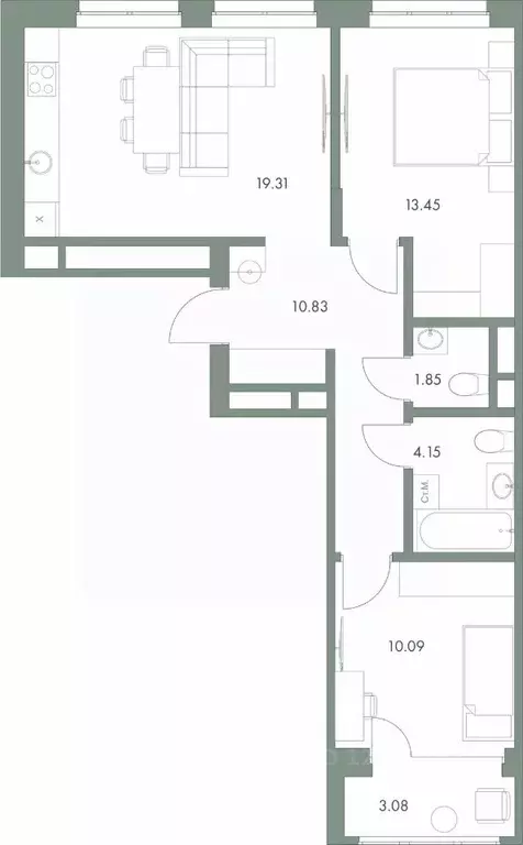 2-к кв. Ханты-Мансийский АО, Сургут ул. Крылова (62.76 м) - Фото 0