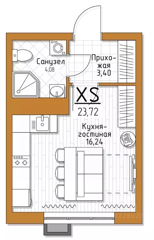 Студия Тульская область, Тула муниципальное образование, пос. ... - Фото 0