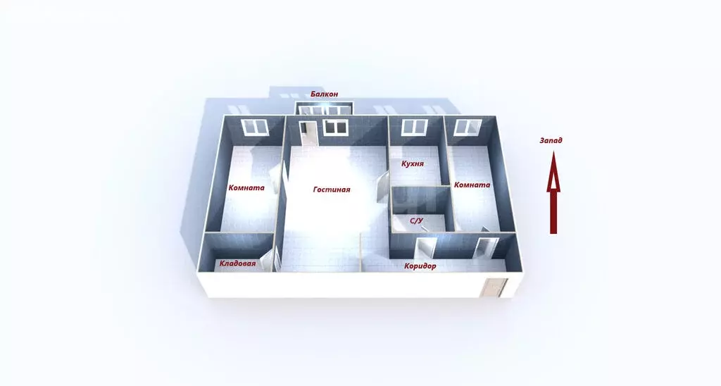 3-комнатная квартира: Южно-Сахалинск, планировочный район Луговое, ... - Фото 1