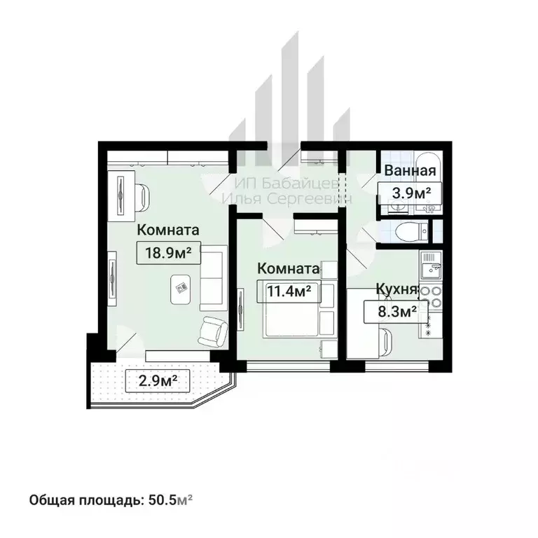 2-к кв. Москва Митинская ул., 43 (50.6 м) - Фото 2