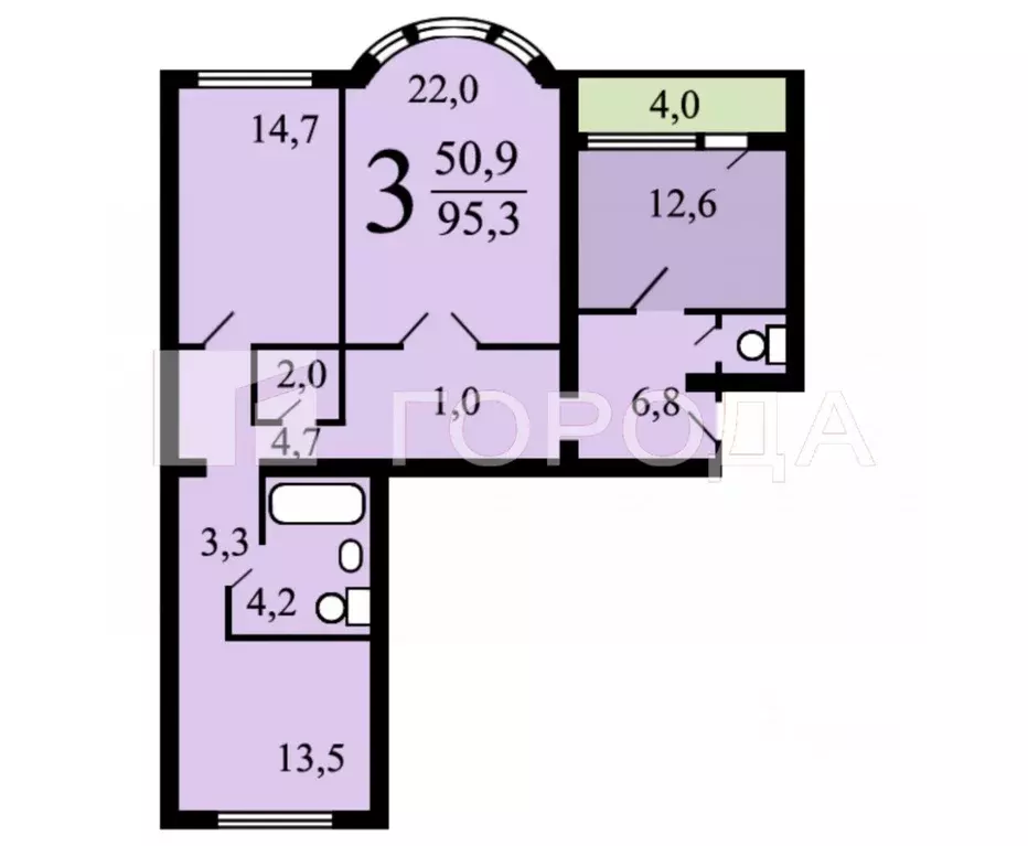 3-к кв. Москва Можайское ш., 45К1 (95.3 м) - Фото 1