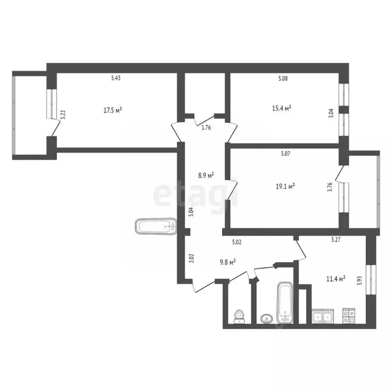 3-к кв. Калужская область, Калуга Николо-Козинская ул., 90 (90.8 м) - Фото 2