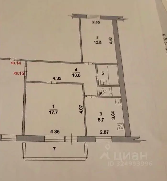 2-к кв. Московская область, Раменское Красноармейская ул., 27б (53.0 ... - Фото 2