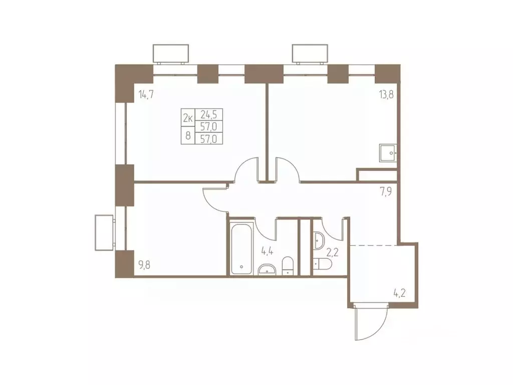 2-к кв. Московская область, Пушкино Фабрикант жилой комплекс, 1 (57.0 ... - Фото 1