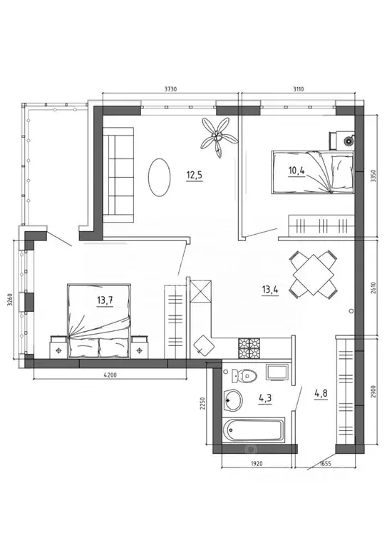 3-к кв. Кемеровская область, Кемерово Институтская ул., 34 (66.3 м) - Фото 2