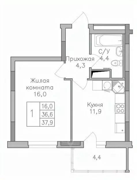 1-к кв. Воронежская область, Воронеж Поколение жилой комплекс (37.8 м) - Фото 0