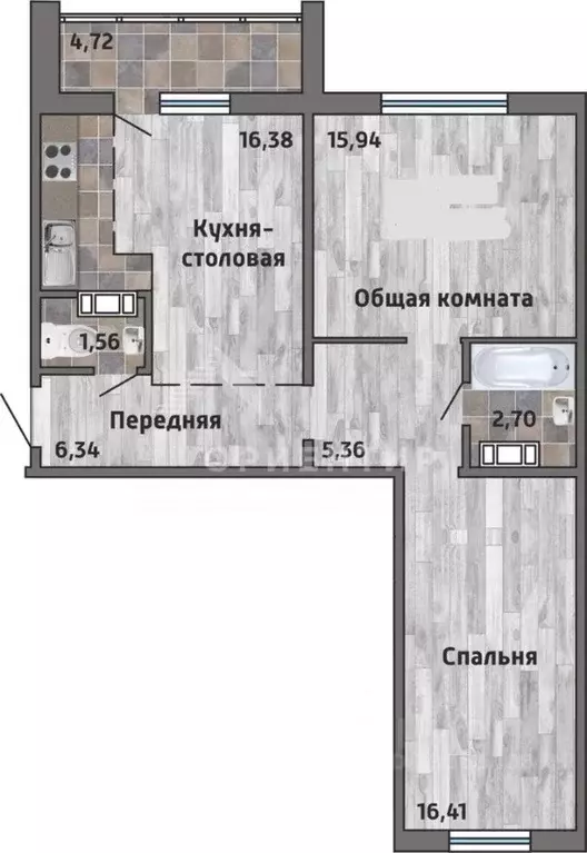 2-к кв. Свердловская область, Екатеринбург ул. Ракетная, 17 (65.2 м) - Фото 1