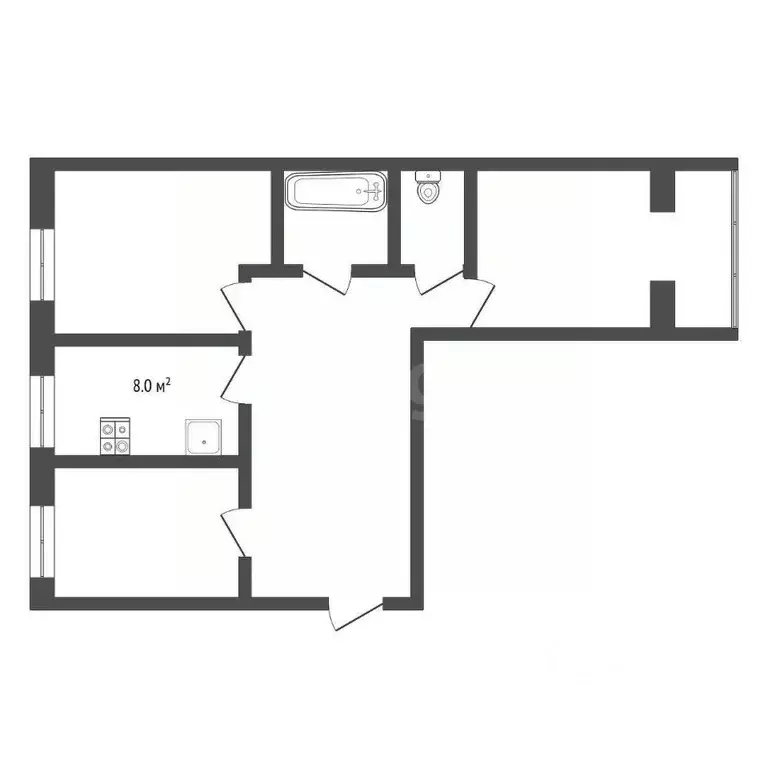 3-к кв. Коми, Усинск ул. 60 лет Октября, 18 (65.2 м) - Фото 0