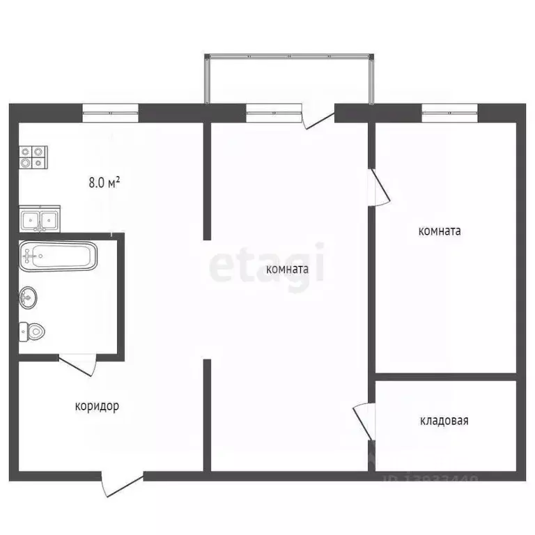2-к кв. Тюменская область, Тюмень Холодильная ул., 122 (41.6 м) - Фото 2