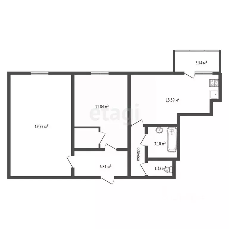 2-к кв. Воронежская область, с. Новая Усмань ул. Серебряный Век, 2 ... - Фото 2