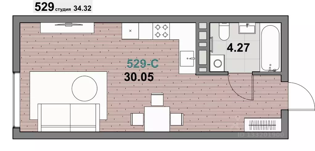 1-к кв. Калининградская область, Зеленоградск ул. Гагарина (34.32 м) - Фото 1