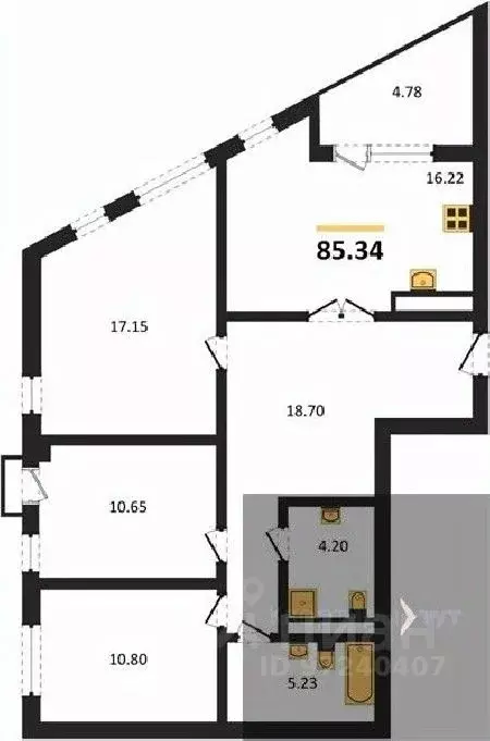 3-к кв. Воронежская область, Воронеж наб. Чуева, 7 (85.34 м) - Фото 0