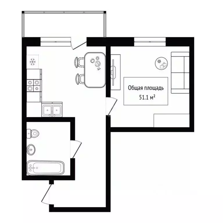 1-к кв. Новосибирская область, Новосибирск ул. Кузьмы Минина, 9 (51.1 ... - Фото 1