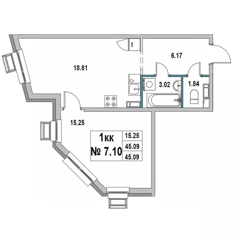 1-к кв. Ленинградская область, Выборг ул. 2-я Южная, 4 (45.09 м) - Фото 1
