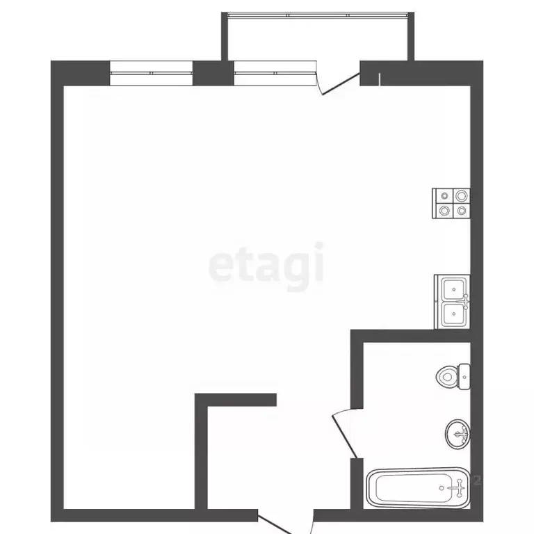 Студия Вологодская область, Вологда Новгородская ул., 58А (32.8 м) - Фото 2