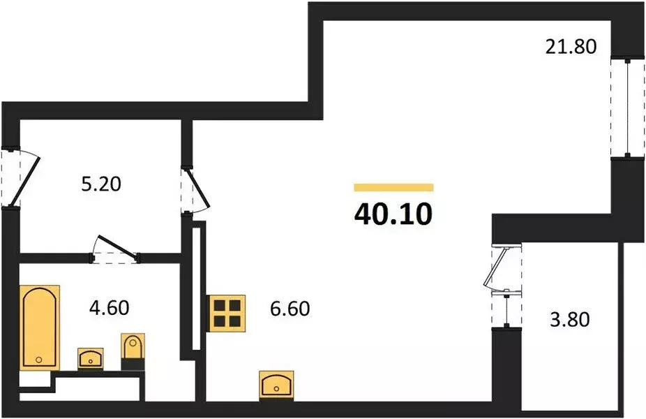 Квартира-студия: Новосибирск, улица Петухова, 172 (40 м) - Фото 1