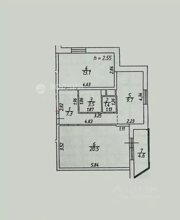 Квартира, 2 комнаты, 55.5 м - Фото 2