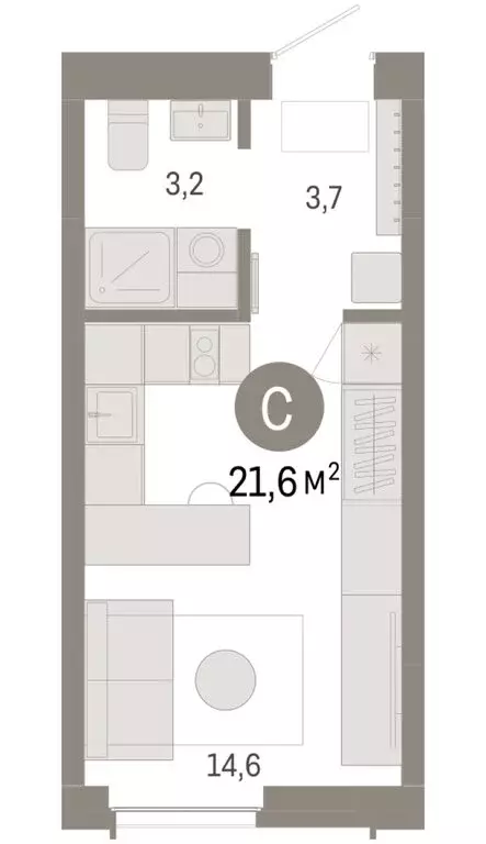 Квартира-студия: Новосибирск, Большевистская улица, 66 (21.55 м) - Фото 2