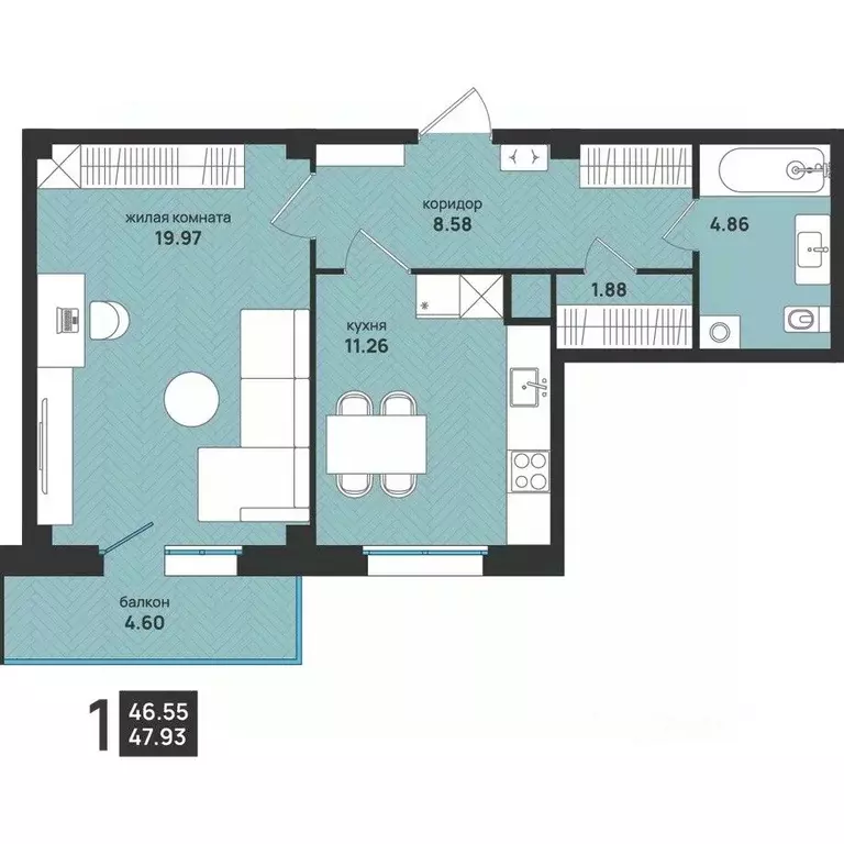 1-к кв. Архангельская область, Архангельск ул. Свободы, 16 (47.93 м) - Фото 2