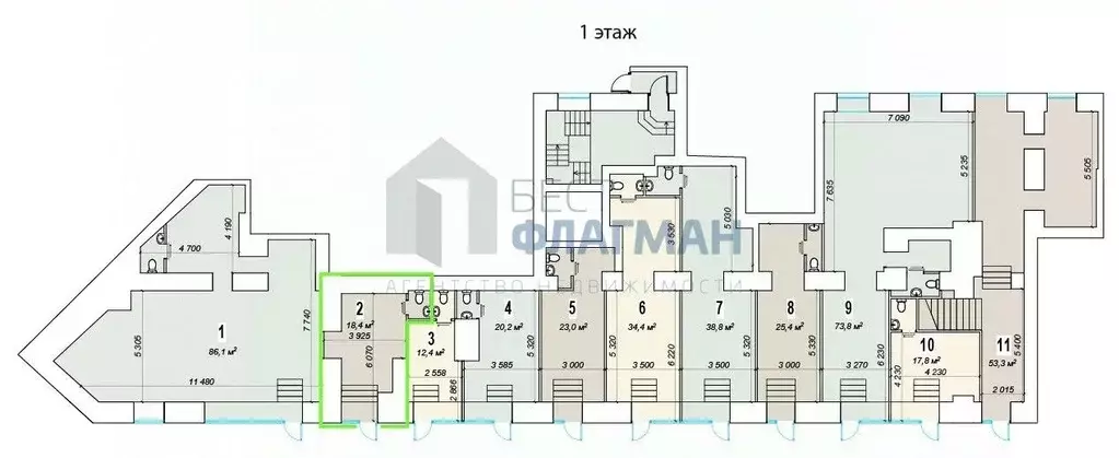 Помещение свободного назначения в Москва Ленинский просп., 70/11 (18 ... - Фото 2