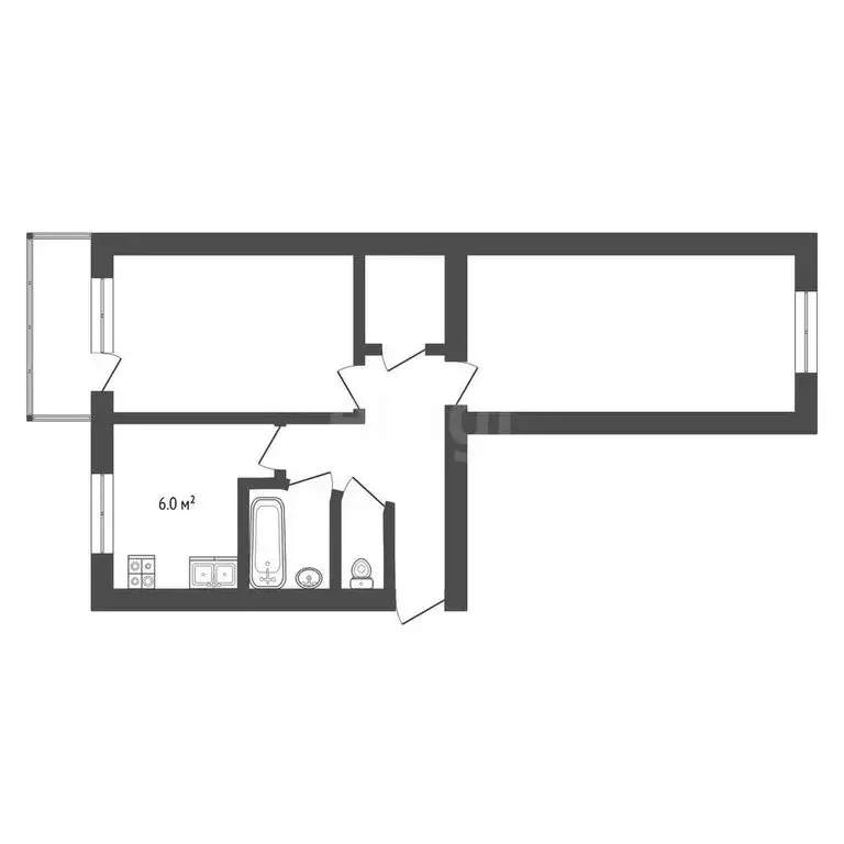 2-комнатная квартира: Тюмень, улица Белинского, 30 (46.3 м) - Фото 0