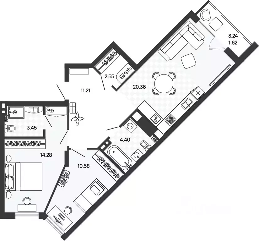 2-к кв. Калининградская область, Гурьевский муниципальный округ, пос. ... - Фото 1