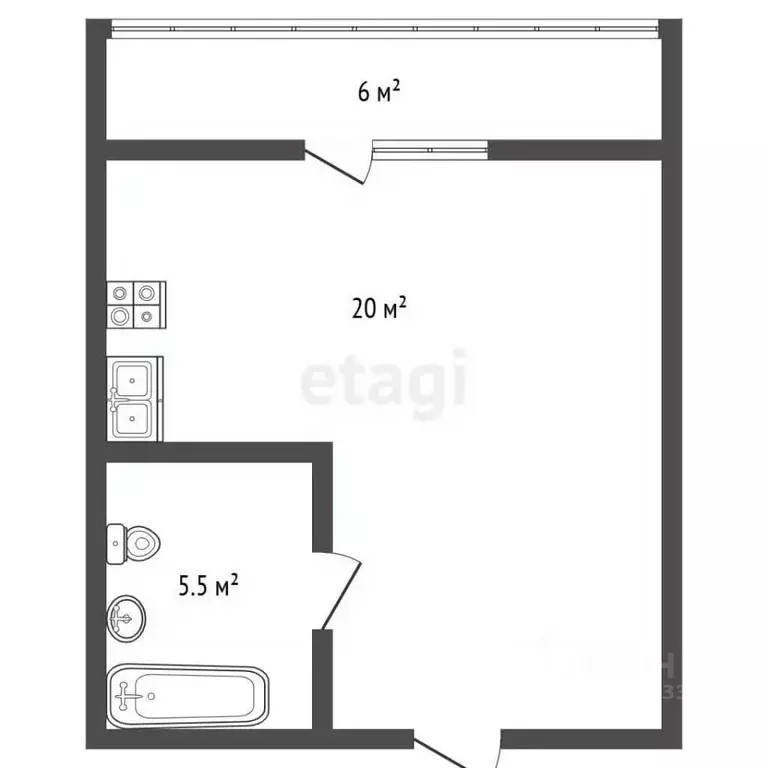 Студия Санкт-Петербург ул. Одоевского, 17 (31.5 м) - Фото 2