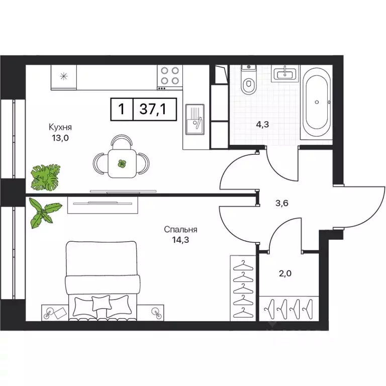 1-к кв. Московская область, Пушкино Пушкино Град жилой комплекс (37.0 ... - Фото 1