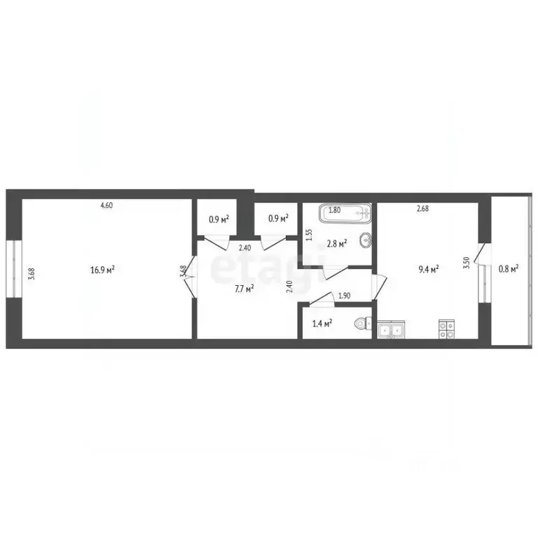 1-к кв. Крым, Феодосия ул. Челнокова, 86 (40.0 м) - Фото 2