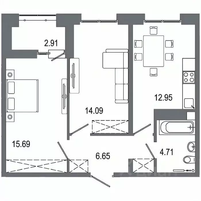 2-к кв. Иркутская область, Иркутск ул. Ивана Доронина, 7 (57.0 м) - Фото 0