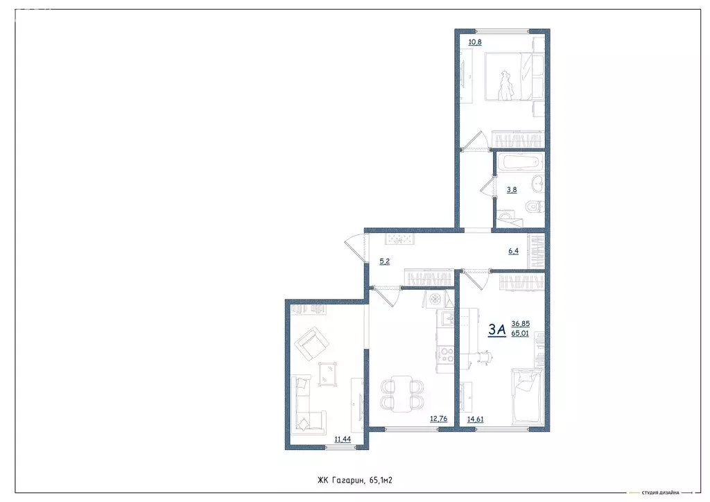 3-комнатная квартира: Ярославль, Дядьковская улица, 16А (65.1 м) - Фото 2