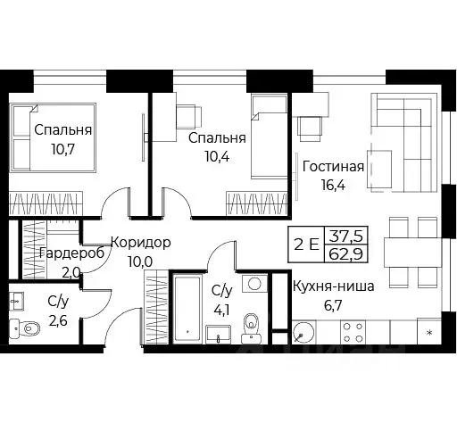 2-к кв. Москва ул. Наметкина, 10Д (62.9 м) - Фото 1