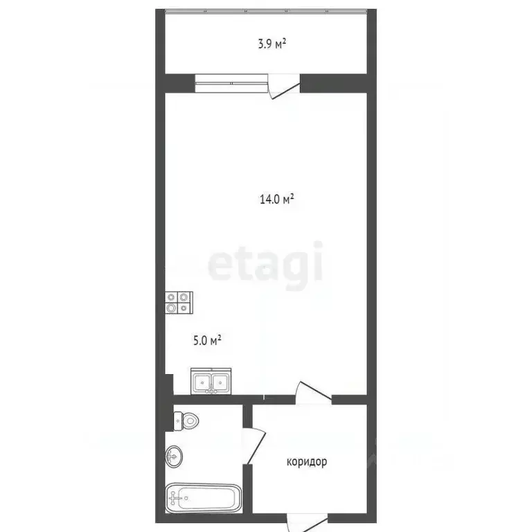 Студия Ханты-Мансийский АО, Сургут ул. Замятинская, 11/1 (23.6 м) - Фото 2