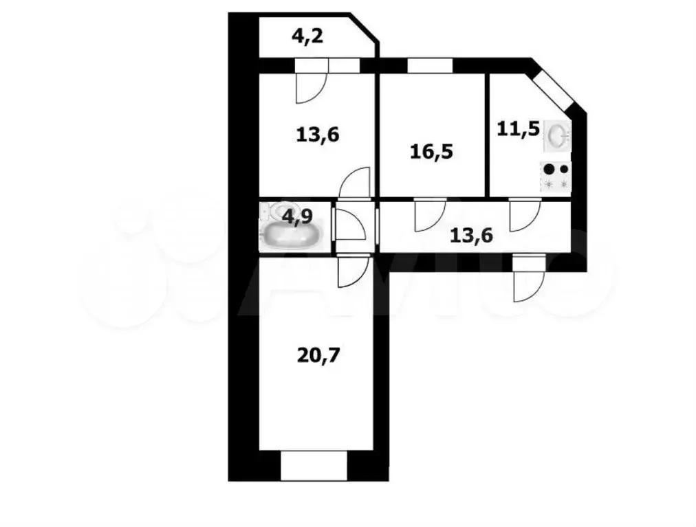 6-к. квартира, 83 м, 6/10 эт. - Фото 0
