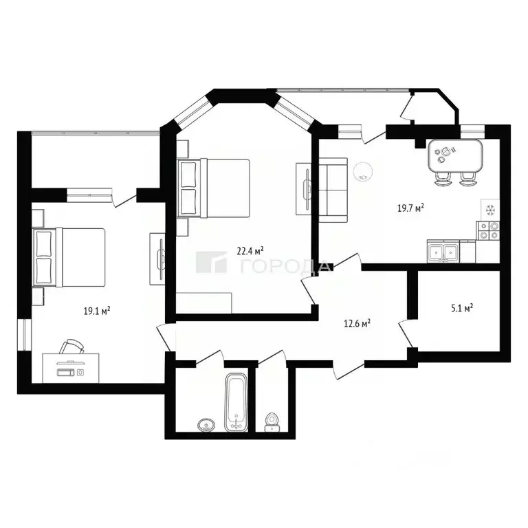 2-к кв. Новосибирская область, Новосибирск ул. Кирова, 27с2 (84.3 м) - Фото 2