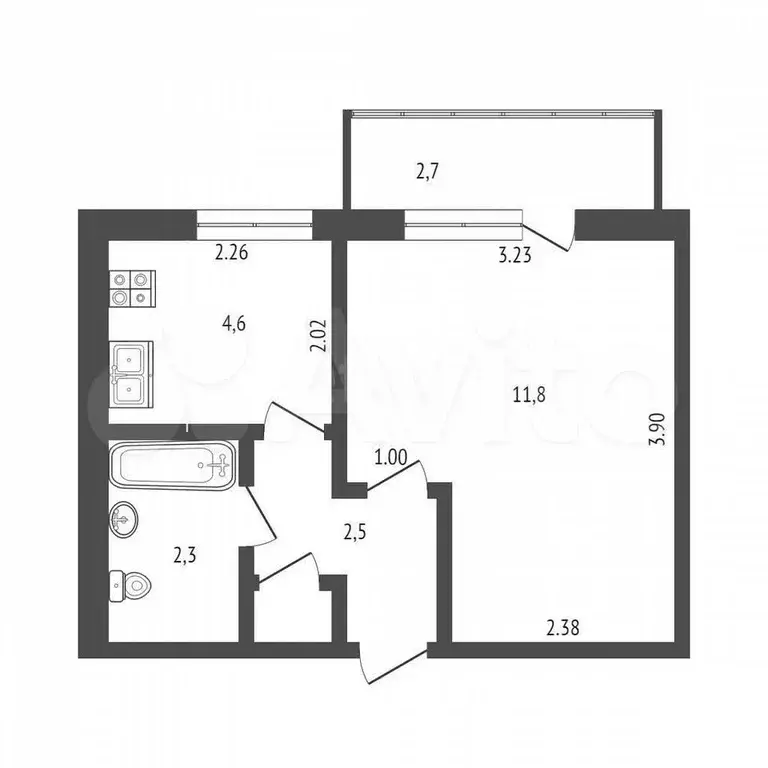 1-к. квартира, 21,4 м, 4/5 эт. - Фото 0