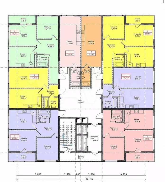 2-к. квартира, 80 м, 5/8 эт. - Фото 0