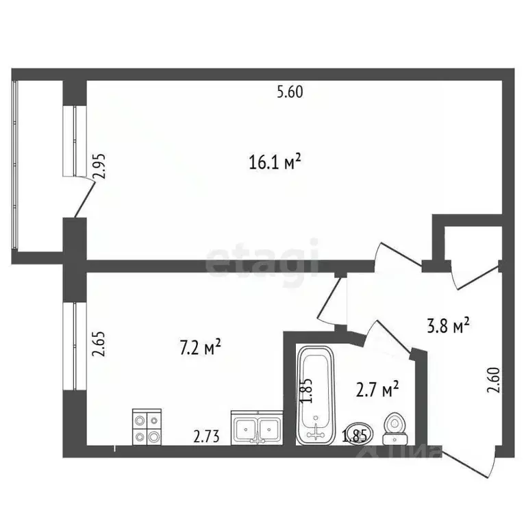 1-к кв. Крым, Кировский район, с. Льговское ул. Маяковского, 22 (30.1 ... - Фото 2