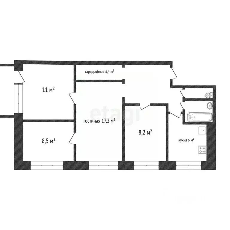 4-к кв. Белгородская область, Шебекино ул. Дзержинского, 13 (72.74 м) - Фото 1