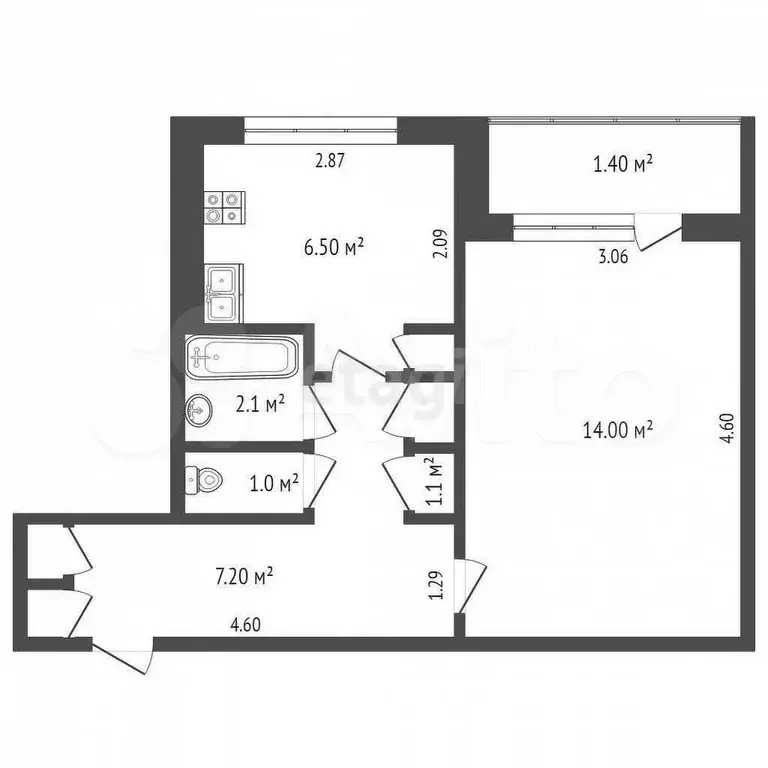 1-к. квартира, 33,5 м, 8/9 эт. - Фото 0