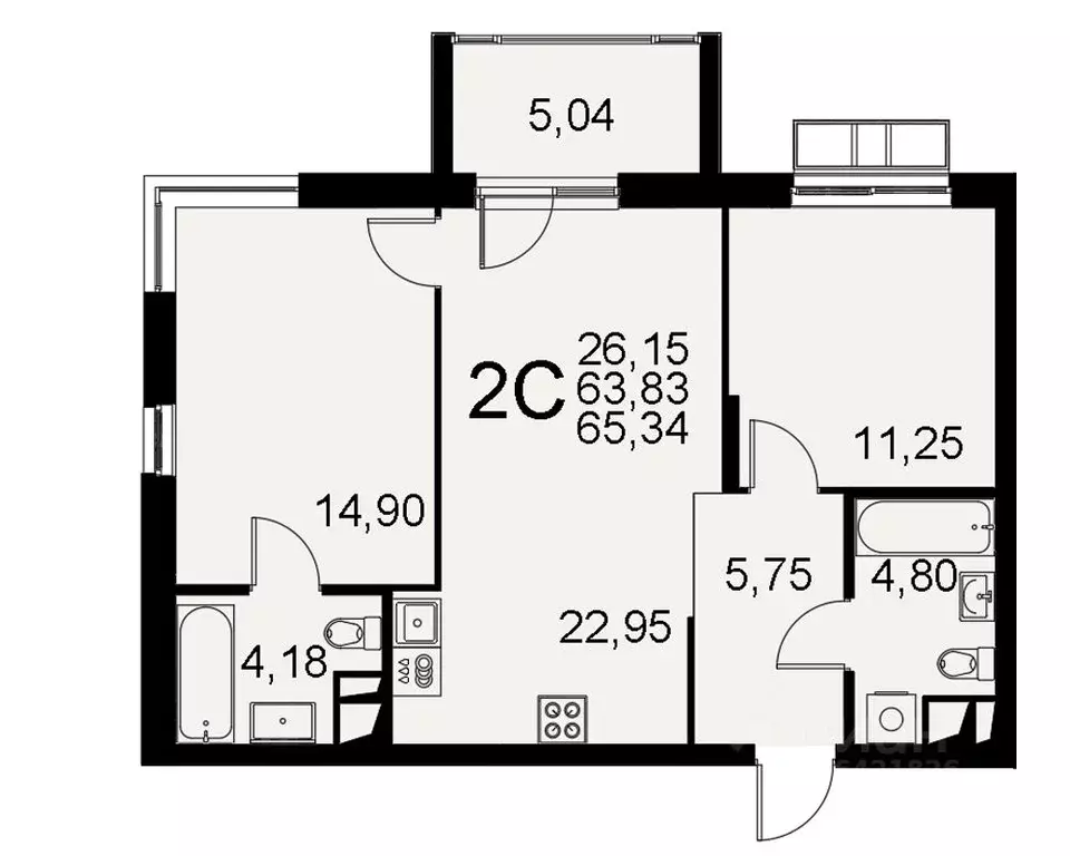 2-к кв. Тульская область, Тула Хлебная пл. (65.34 м) - Фото 0