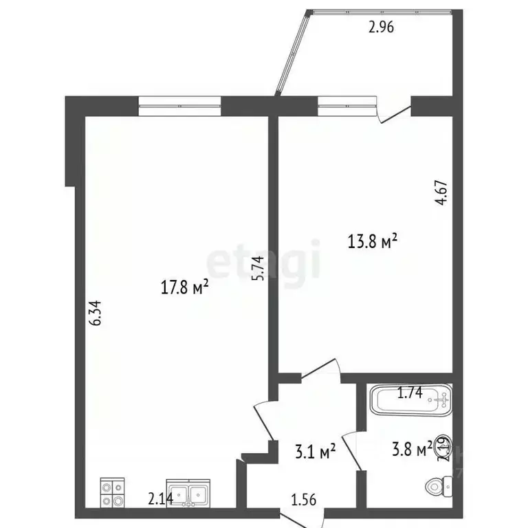 1-к кв. Архангельская область, Архангельск Вологодская ул., 30 (38.5 ... - Фото 1