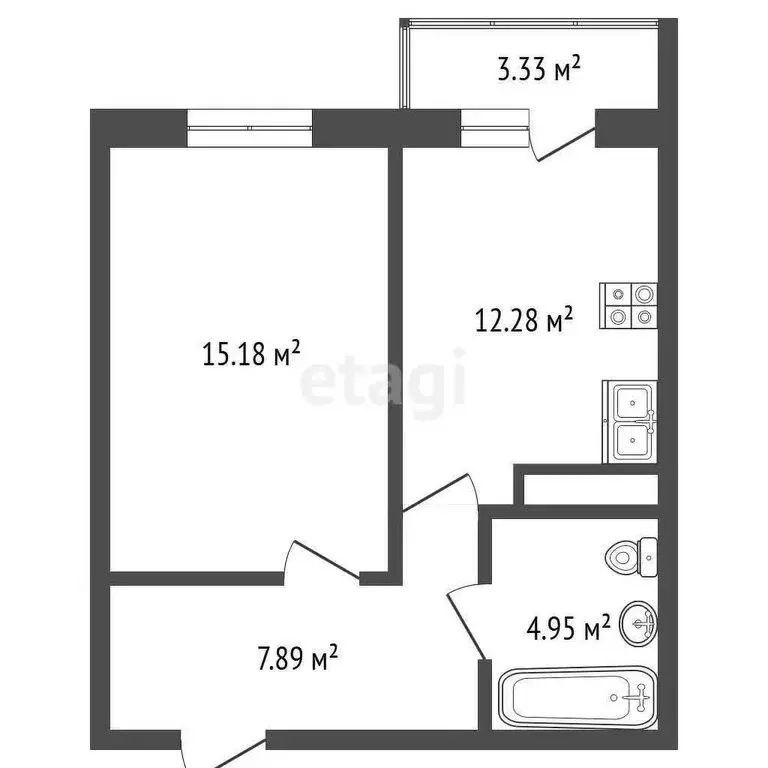 1-комнатная квартира: территория Цемдолина, улица Красина, 53к4 (34 м) - Фото 0