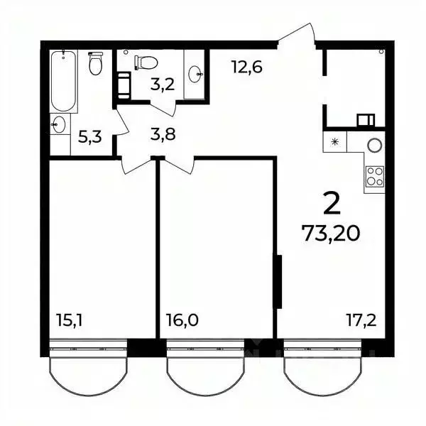 2-к кв. Нижегородская область, Нижний Новгород ул. Воровского, 8 (73.2 ... - Фото 1
