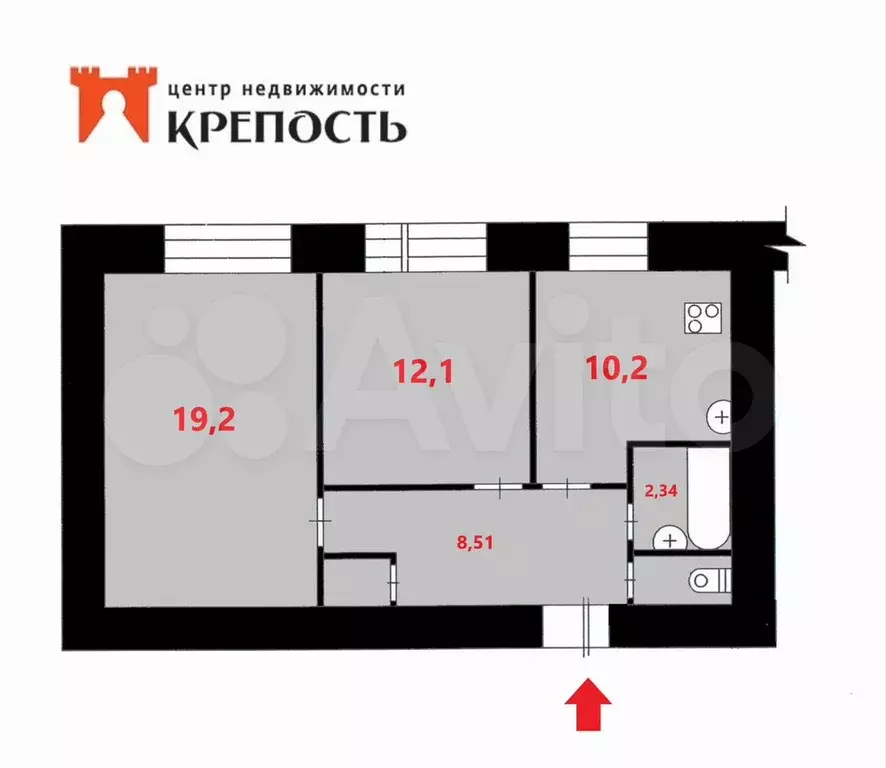 2-к. квартира, 53 м, 1/12 эт. - Фото 0