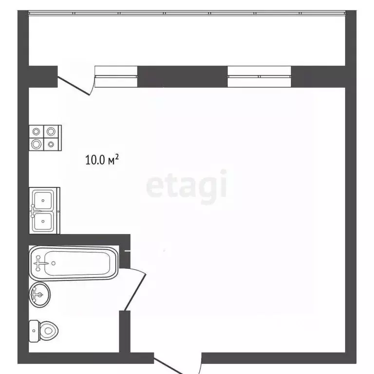 Студия Омская область, Омск ул. Перелета, 30 (34.0 м) - Фото 2