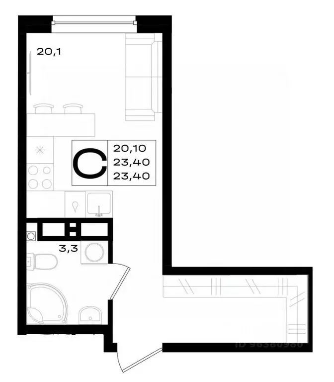 Студия Ростовская область, Аксай просп. Аксайский (23.4 м) - Фото 0